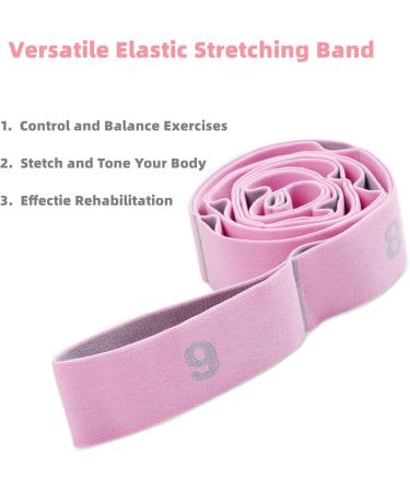 Elastic Yoga Belt - 9 Loop Stretch Band for Yoga Pilates & Strength Training - Fitness Flexibility Tool - Pink - Buy Online on GoSupps.com