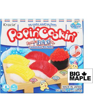Kracie Popin' Cookin' DIY Candy Making Kit (2) Package Variety Bundle with BIG MAPLE Trivia Cards to Enjoy While Snacking. Flavours include Tanoshi Sushi & Hamburger. Fun Kids Snack - Buy Online on GoSupps.com