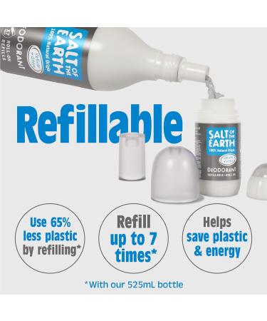 Salt of the Earth Refillable Deodorant Roll-On Vetiver & Citrus - 100% Natural, Eco-Friendly, Vegan. Men, Women & Kids - 75ml - Buy Online on GoSupps.com