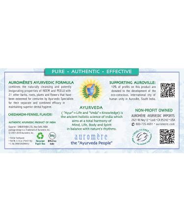 Auromere Ayurvedic Foam-Free Toothpaste - Cardamom-Fennel Flavor 4.16 oz - Buy Online on GoSupps.com