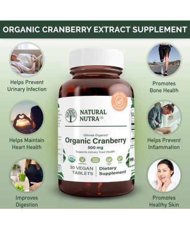 Natural Nutra Organic Cranberry Extract Pills for Kidney & Urinary Health - UTI Relief & Antioxidant Support - 30 Tablets - Buy Online on GoSupps.com