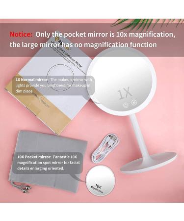 Rechargeable Lighted Makeup Mirror with 1X/10X Magnification | 46 LED Lights | 3 Lighting Modes | Touch Screen Dimmable Vanity Mirror | 90 Rotation | Portable Travel Cosmetic Mirror - Buy Online on GoSupps.com