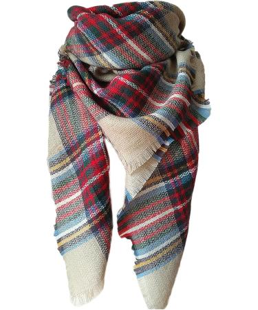 Women's Knitted Scarf - Wool Wrap Poncho for Cold Weather | Floral Design - One Size Khaki - Buy Online on GoSupps.com