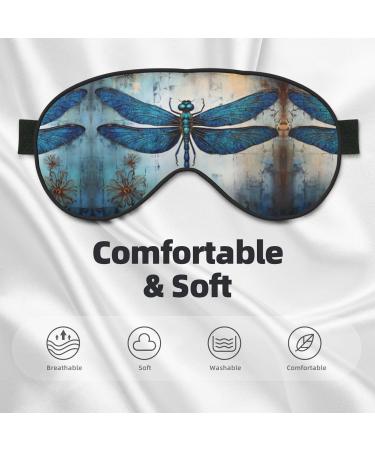 Art Blue Dragonfly Print Unisex Sleep Eye Mask - Soft Comfort Eye Shade for Travel Yoga & Shift Work - Black - Buy Online on GoSupps.com