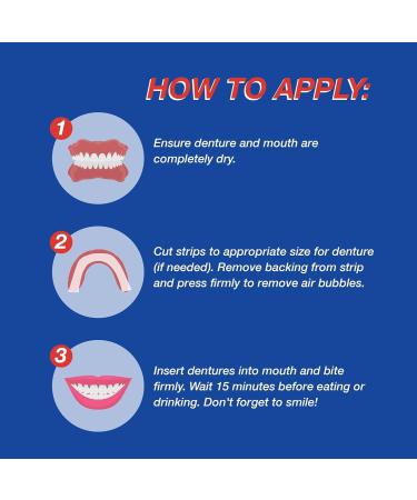 Secure Comfort Strips Waterproof Denture Adhesive - Zinc Free Extra Firm Hold for Lower Dentures (2 Pack 15 Count) - International Shipping Available - Buy Online on GoSupps.com