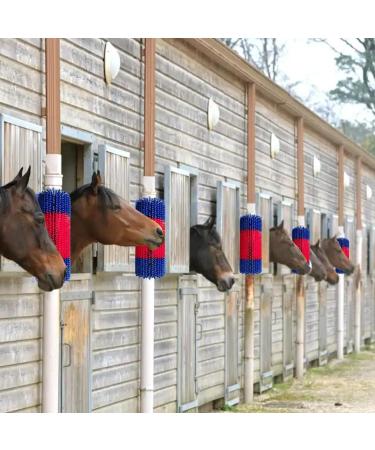 Horse Cow Scratch Brush Universal Scratching Pole with install accessories for Livestock Relieves Itching and Cleansing Massage Durable Scratcher ideal for Cattle Pony Goat Sheep Pig (Red+Blue) - Buy Online on GoSupps.com