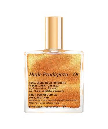 Prodigiero Huile Shimmer Multi-Purpose Dry Oil UXE - Luxurious Radiant Glow and Hydration for Face Body & Hair 1.6 Fl Oz