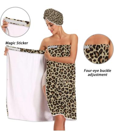 Shop Women's Spa Towel Wrap Set of 3 - Leopard Bathrobe & Adjustable Shower Body Wrap - Perfect for Comfort & Style - Buy Online on GoSupps.com