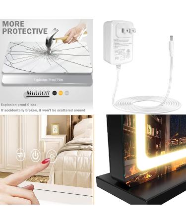Gvnkvn 18 x 22 Vanity Mirror with Lights | LED Makeup Mirror, Dimmable & Smart Touch, 3 Colors, Lighted Black Mirror - 18W x 22L - Buy Online on GoSupps.com