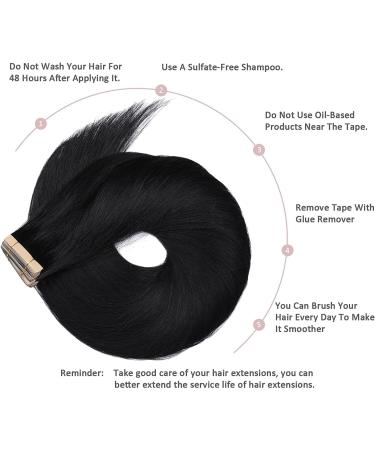 Hotlulana 20 Real Hair Tape Extensions - Deep Black 100% Natural 40pcs Skin Weft - Buy Online on GoSupps.com