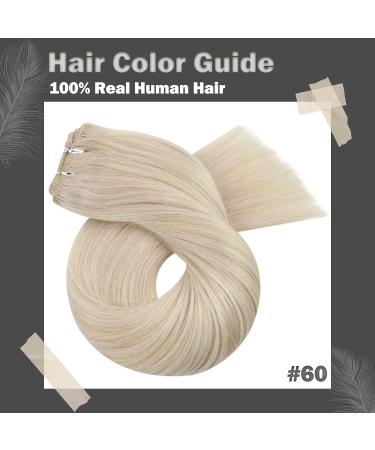 Moresoo Platinum Blonde Human Hair Weft Extensions 24 Inch - Double Weft Sew-in Hair Extensions 100g #60 - Buy Online on GoSupps.com