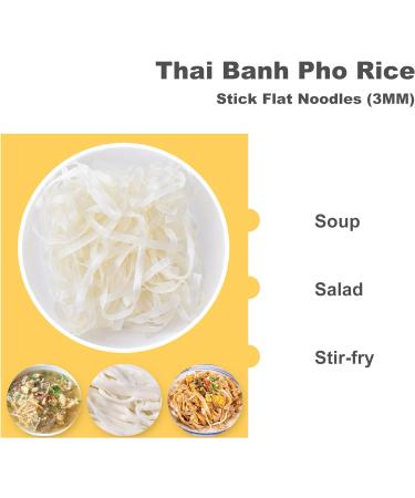 Thai Banh Pho Rice Stick Flat Noodles 3MM - 454g | Authentic Asian Cuisine - Buy Online on GoSupps.com