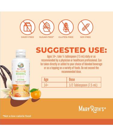 MaryRuth's Megadose Liquid Vitamin C Liposomal | 500 mg Per Serving | Ultra Absorption | Immunity | Antioxidant Support | Collagen Formation | Vegan | Gluten Free | Sugar Free | 7.6 Oz | 30 Servings - Buy Online on GoSupps.com
