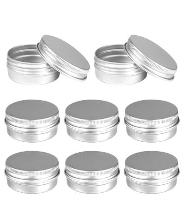 8 Pieces Aluminum Container 30ML Small Aluminum Can with Screw Cap Round Silver Aluminium Tin Cosmetic Jars for Carrying Makeup Creams Lotions
