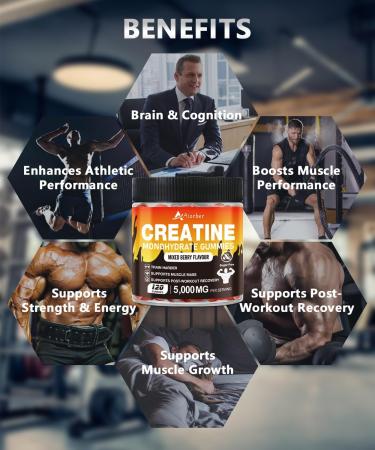 Buy Creatine Monohydrate Gummies for Men - 5000mg Mixed Berry Supplement 120 Gummies - Boost Performance & Recovery - Buy Online on GoSupps.com