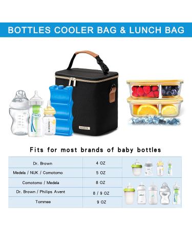 Babeyer Breast Milk Cooler Bag - Black | Fits 6 Baby Bottles Up to 9 Oz | Nursing Mom Daycare Shoulder Strap - Buy Online on GoSupps.com