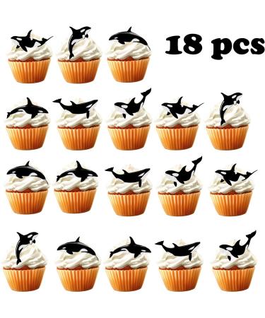 18pcs Killer Whales Cupcake Toppers for Boys Girls Baby Shower Fish Happy Birthday Cake Decor Under the Sea Ocean Themed Party Decorations Supplies - Buy Online on GoSupps.com
