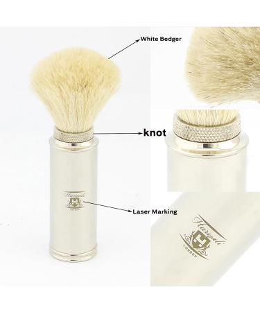 Men's Travel Shaving Brush - White Badger Hair & Stainless Steel Handle | Portable Grooming Essential - Buy Online on GoSupps.com