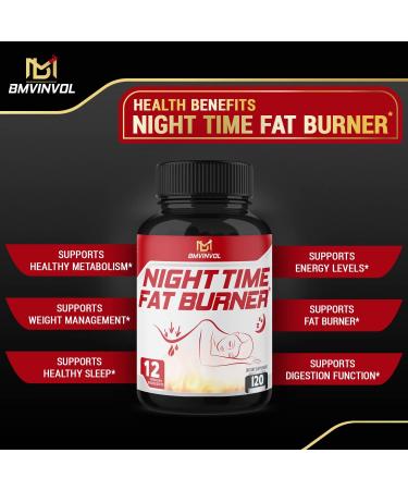 BMVINVOL Night Time Fat Burner - 120 Capsules - 12-in-1 Powerful Blend - Green Tea, Ceylon Cinnamon, Green Coffee Bean & More - Buy Online on GoSupps.com