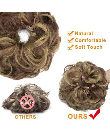 Messy Bun Hair Piece Updo Scrunchie Extension Ponytail Hair Accessory Light Brown Mix Ash Blonde | 1 PC - Buy Online on GoSupps.com