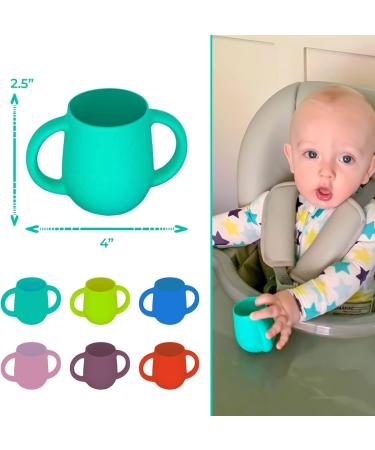 SiliLife Silicone Baby Cups 2 Pack | BPA Free & Food-Grade Safe | Easy-Grip Handles for Self-Feeding | Electric Blue/Coral Red - Buy Online on GoSupps.com
