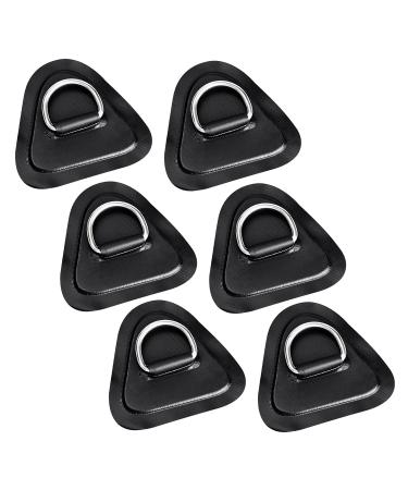 TOBWOLF 6 Pack Stainless Steel D-Ring Patch for Inflatable Boat Kayak Dinghy SUP D-Ring PVC Patch Stand-Up Paddleboard Canoe Rafting Accessories NO Glue Included Triangular -- Black 3.54" / 9cm