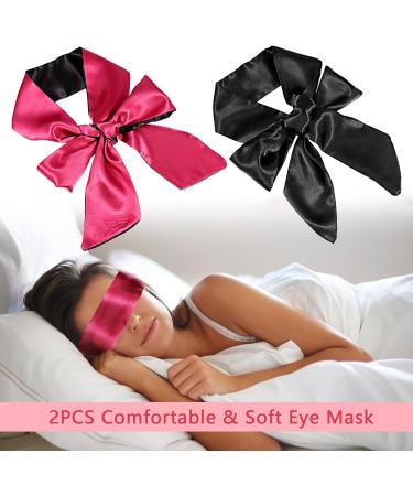 Molain Satin Eye Masks - Soft Adjustable Sleep Mask for Travel & Meditation (2 Pcs Black & Red - Buy Online on GoSupps.com