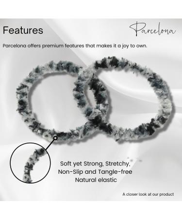 Parcelona Set of 4 Chenille Ponytail Elastic Hair Ties | Non-Slip & Metal-Free Hair Accessories for Women - Gray-Black - Buy Online on GoSupps.com