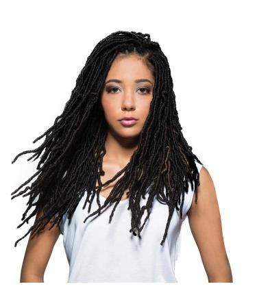 Bobbi Boss Synthetic Hair Crochet Braids African Roots Braid Collection Nu Locs 18 (4-PACK 1B) 18 Inch (Pack of 4) 1B