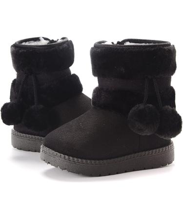 Yeeteepot Baby Girls' Winter Snow Boots - Warm Lined Anti-Slip Booties for Toddlers | Black, Size 11.5 UK Child - Buy Online on GoSupps.com