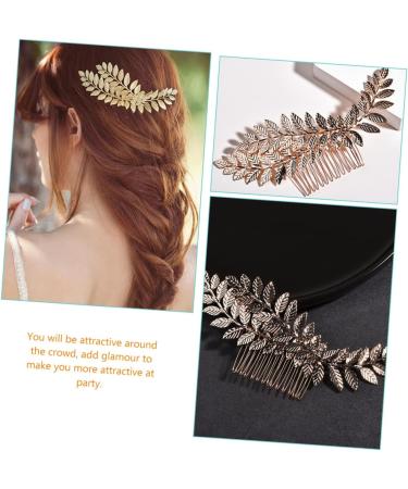 Ipetboom Comb Face Brush Cleansing Leaf Decor Bride Hair Accessories Wedding Bridal Headpieces Wedding D cor Wedding Decorations for Ceremony Gold Decor Women's Leaves Zinc Alloy Decorate - Buy Online on GoSupps.com