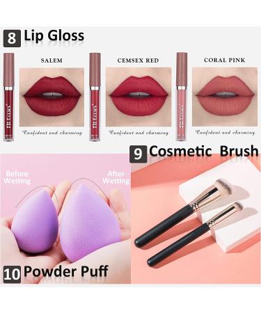 Lookmee All In One Makeup Kit - 18 Colors Naked Eyeshadow Palette, Face Primer, Brushes, Sponge, and Winged Eyeliner Stamp - Ideal Starter Kit for Women, Beginners, and Pros (SetA) - Buy Online on GoSupps.com