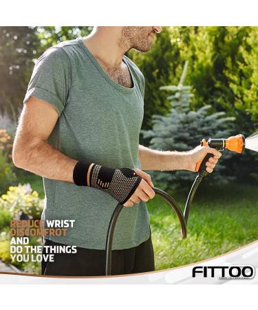 FITTOO Copper Wrist Compression Sleeve - Improve Circulation & Relieve Discomfort - Medium, Black - 1 Pc - Buy Online on GoSupps.com