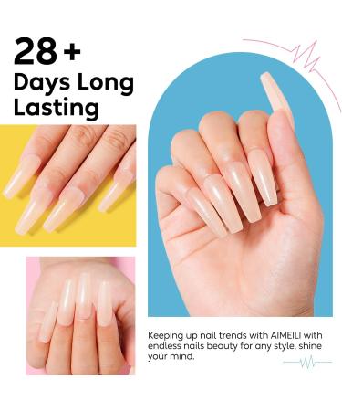 AIMEILI 5 in 1 Rubber Base Gel & Sheer Color Nail Polish 10ml - UV LED Soak Off Elastic Base Coat for Nail Strength - Nail Rhinestones Glue Gel - (574) - Buy Online on GoSupps.com