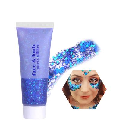 BestAuty glitter face body glitter gel 50ml festival glitter for face hair lips nail nails diy long-loading for festival party make-up glitter for hair festival (#1 blue)