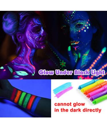 Glow in The Dark Body Face Paint Crayons - 12pcs Neon UV Fluorescent Makeup Kit for Halloween, Masquerade, Blacklight Parties - Kids & Adults - Buy Online on GoSupps.com