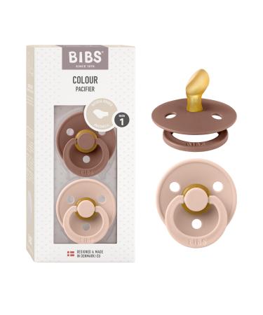 BIBS COLOUR Schnuller 2-pack BPA-free pacifier jaw-friendly shape.Natural rubber/latex made in Denmark.0-6 months (2 Pack) Woodchuck / Blush 0-6 months (2-pack) Woodchuck / Blush