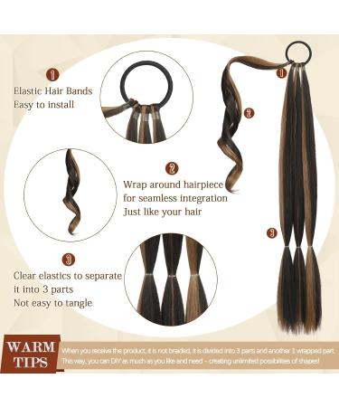 Sofeiyan Long Braid Ponytail Extension with Hair Tie Straight Sleek Wrap Around Hair Extensions Braid Pony Tail Fluffy Natural Soft Synthetic Hairpieces for Women Daily Wear 30 inch-Brown with Blonde 30 Inch (Pack of 1) Chocolate Brown with Blonde - Buy Online on GoSupps.com