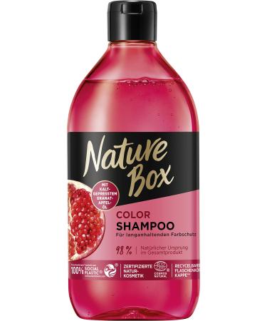 Nature Box Color Shampoo (385 ml), Shampoo for colored, highlighted and dyed hair with pomegranate oil for long-lasting color protection, 100% social plastic bottle