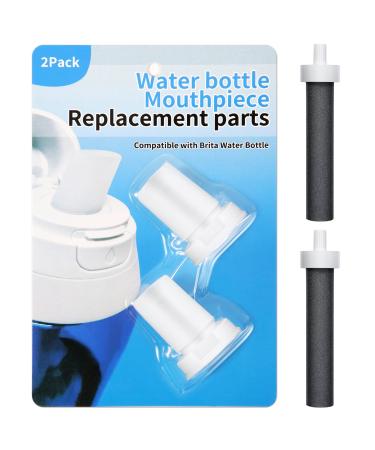 2pcs Water Bottle Filters for Brita  with 2pcs Mouthpiece Bite Valves Replacement Parts Food Grade Silicone Material Bottle Filters Compatible with Brita Mouthpiece Replacement