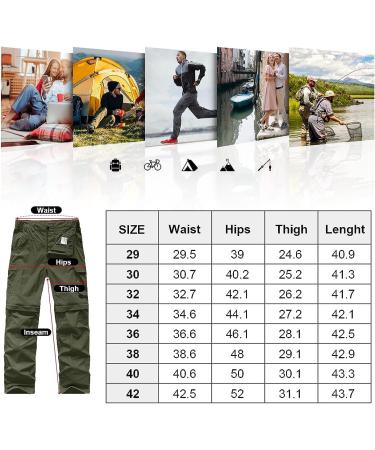 Men's Quick Dry Convertible Hiking Fishing Pants - Army Green 38 - Buy Online on GoSupps.com