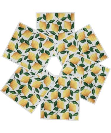 6Pcs Reusable Paper Towels Lemon Print Dish Towels for Kitchen Soft and Absorbent Dish Cloths Quick Drying Dish Rags Cleaning Supplies - Buy Online on GoSupps.com
