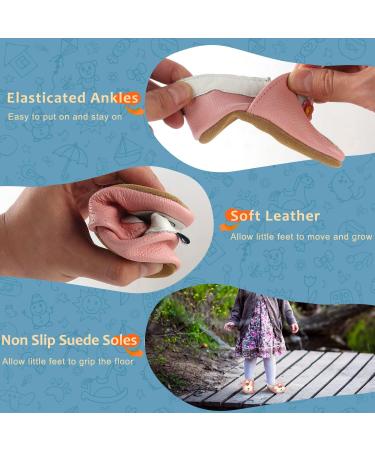Soft Leather Baby Shoes - Non-Slip Rubber Soles | Baby Boy & Girl Sneakers (Pink Bunny) | First Walking Shoes for Newborns (0-6 Months) | 0-24 Months - Buy Online on GoSupps.com