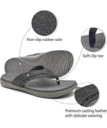 KuaiLu Men's Leather Orthotic Flip Flops with Arch Support for Outdoor Summer - Comfortable Sandals for Plantar Fasciitis - Buy Online on GoSupps.com
