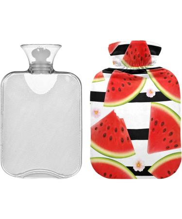 Naanle Stripes Flower Watermelon Heat Bottle 2L - Large Transparent Hot Water Bottle with Cover for Pain Relief Bed Warmer & Cold Therapy - Buy Online on GoSupps.com