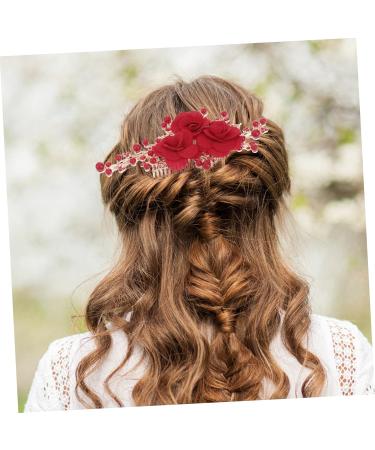 Ipetboom Flower Hair Comb Bridal Hairpiece Bridal Accessories Wedding Hair Accessories Hair Combs for Women Accessories Flower Hair Accessories Tiara Bride Hairpin Rhinestones Red - Buy Online on GoSupps.com