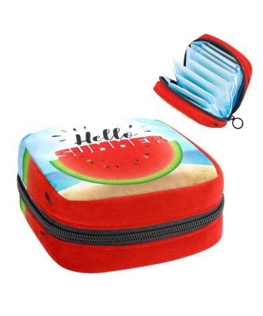 Women's bonds Storage pockets Stillpad Hello Summer lettering Watermelon Sea portable period kit pocket feminine product bag for women girls color3