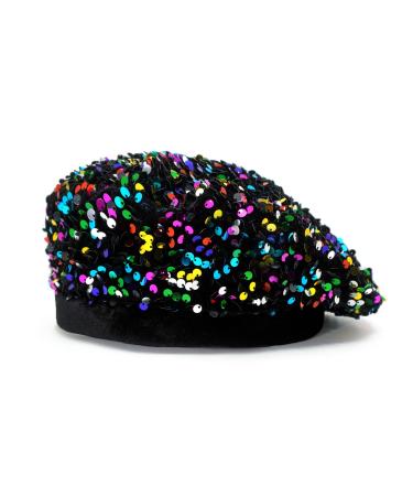 Bling Beret Hats for Women Sequin Paris Artist Cap Fashionable Ladies Sparkle Shining French Style Beanie Beret Multicolor