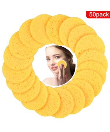 10pcs Yellow Round Face Cleaning Makeup Removal Sponges - Best Cosmetic Pads for Facial Care - Buy Online on GoSupps.com
