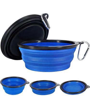 Vivifying 1000ml Foldable Dog Bowl - 2PCS Silicone Large Dog & Cat Feeding Bowls for Travel (Black & Blue) - Buy Online on GoSupps.com